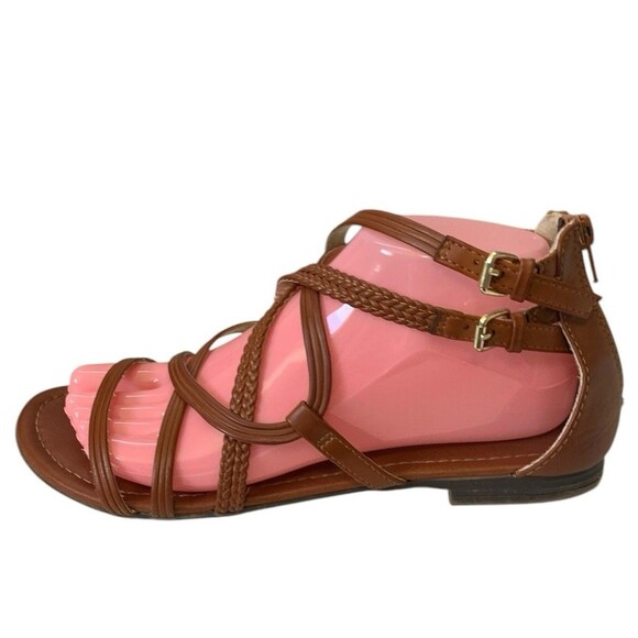 Report Georgya Cognac Gladiator Strappy Sandals - Women's Size 8 - Picture 1 of 10